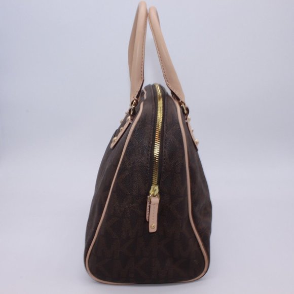 Michael Kors SATCHEL Shoulder Bag Purse Logo Leather Brown Minor Defect - Picture 8 of 11